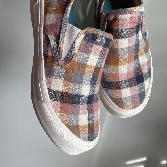SeaVees Baja Slip On Platform Sneakers Size 6 Chai Check Flannel Plaid - Picture 14 of 16